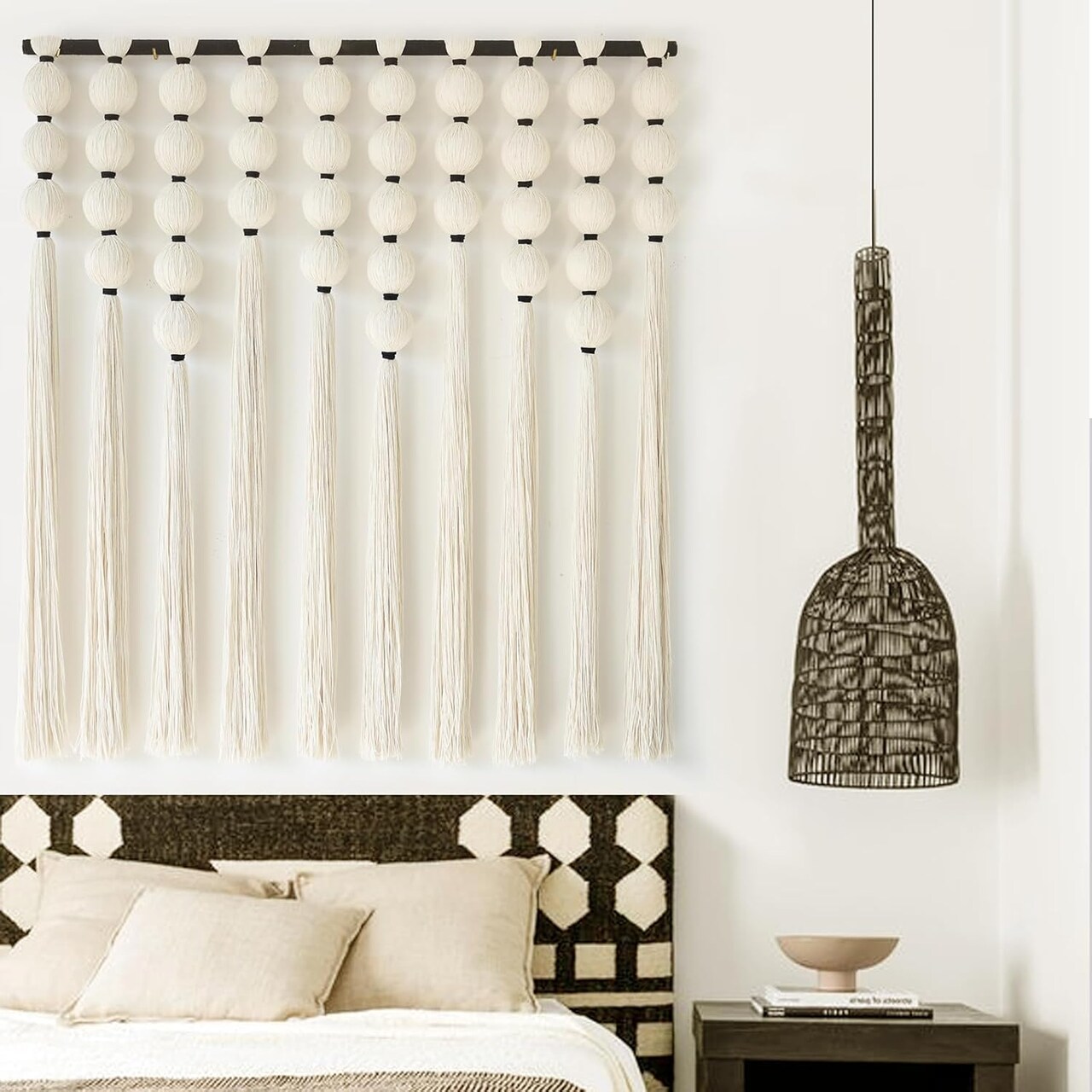 Large Macrame Wall Hanging Macrame Wall Decor Sphericity Cotton Textile | 39" Wx39 L